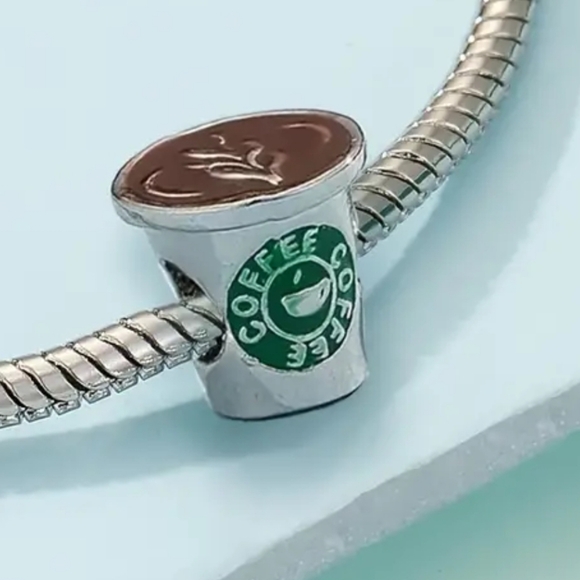 Coffee Cup  Charm for European Style Bracelets Fits Pandora Systems - Picture 1 of 7